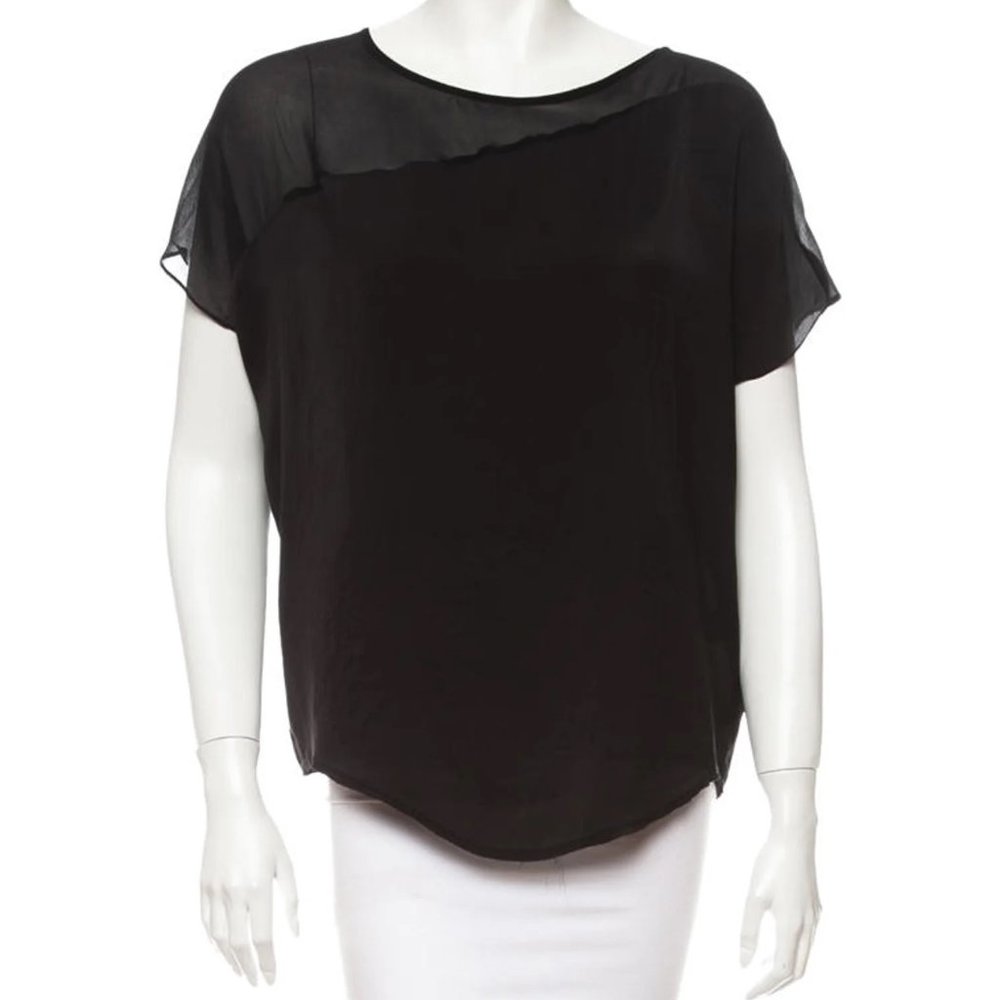 Helmut Lang Black Oversized Blouse w/ Tonal Stitching - Size Petite